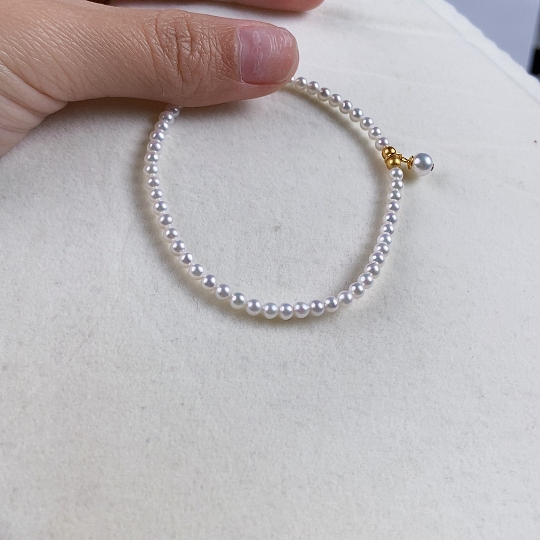 淡水珍珠手绳银S925镶嵌石**妈