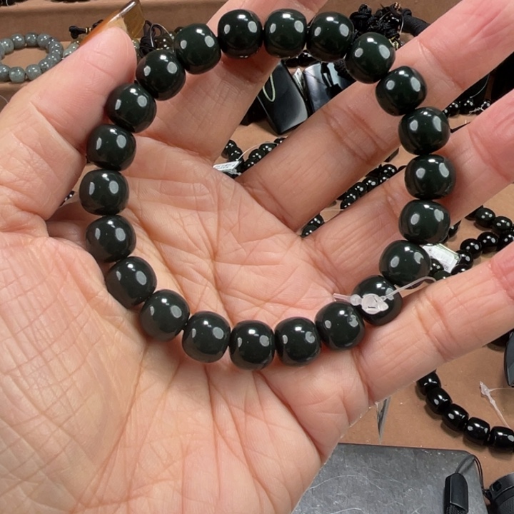 喜***！和田玉未镶嵌手链10