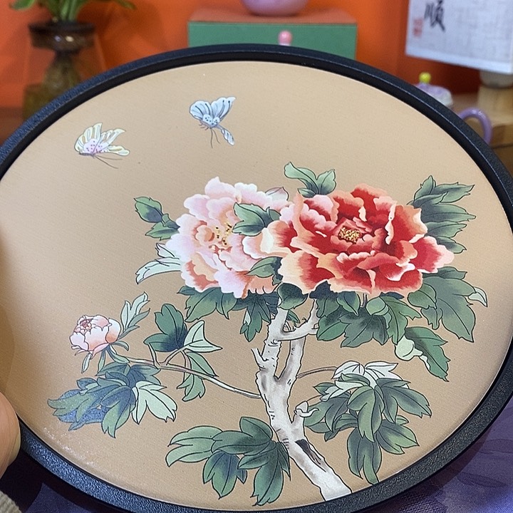 牡丹花圆形吸水干泡壶承