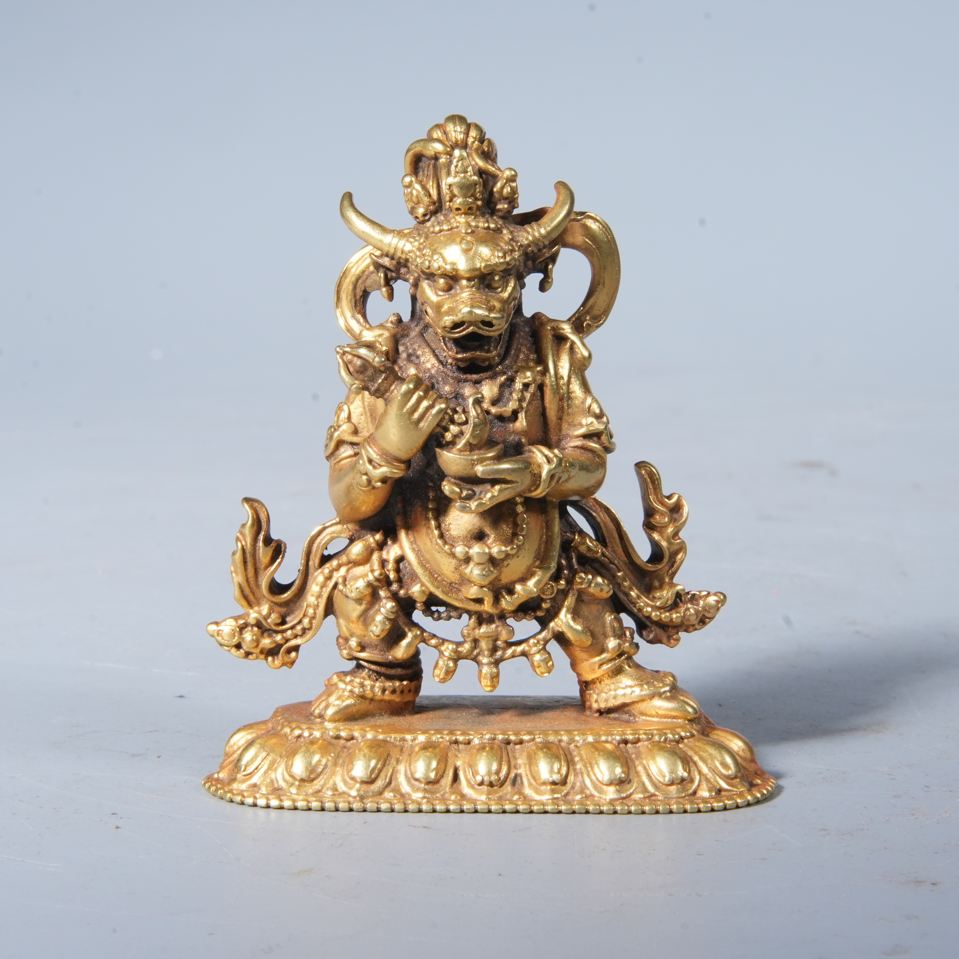 Tgz05 清代 铜鎏金牛头神