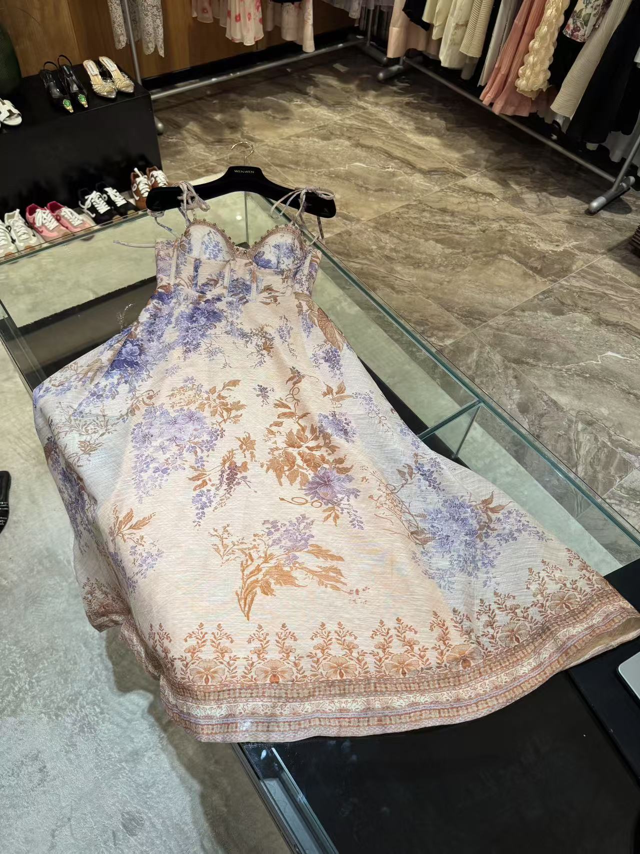 WW2025新款女士时尚夏季水墨印花连衣裙W201047