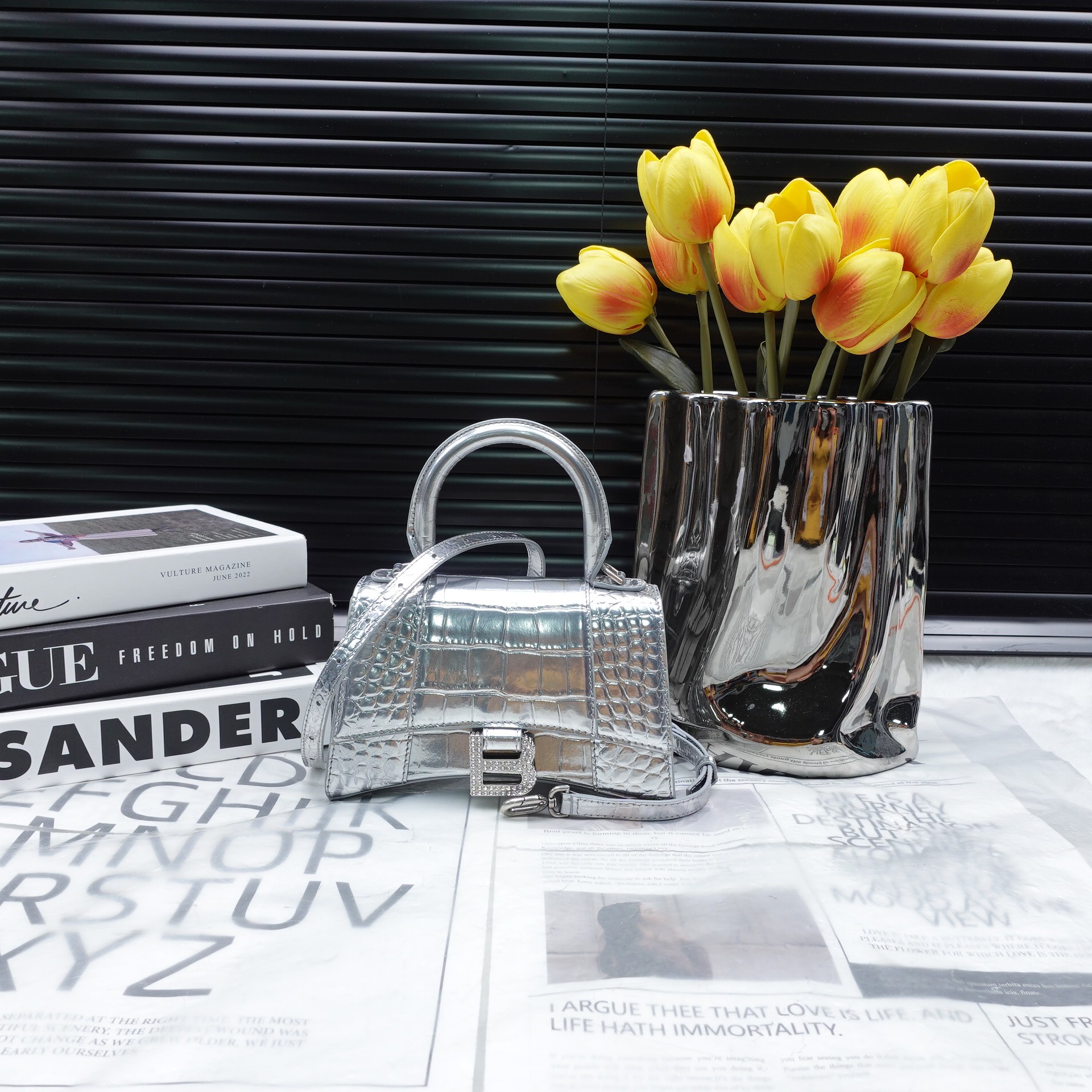 95新 Balenciaga/巴黎世家 银色沙漏包T10283912