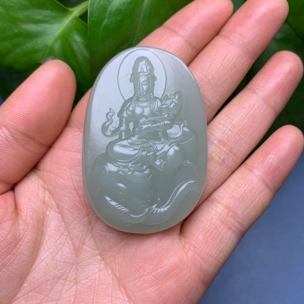 和田玉且末蓝普贤吊牌