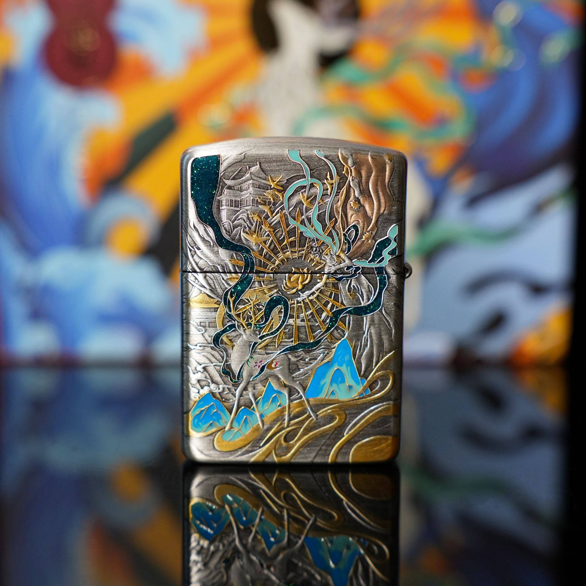 ZIPPO/之宝防风打火机熏银鎏金九色鹿—礼盒装男士走心实用礼物