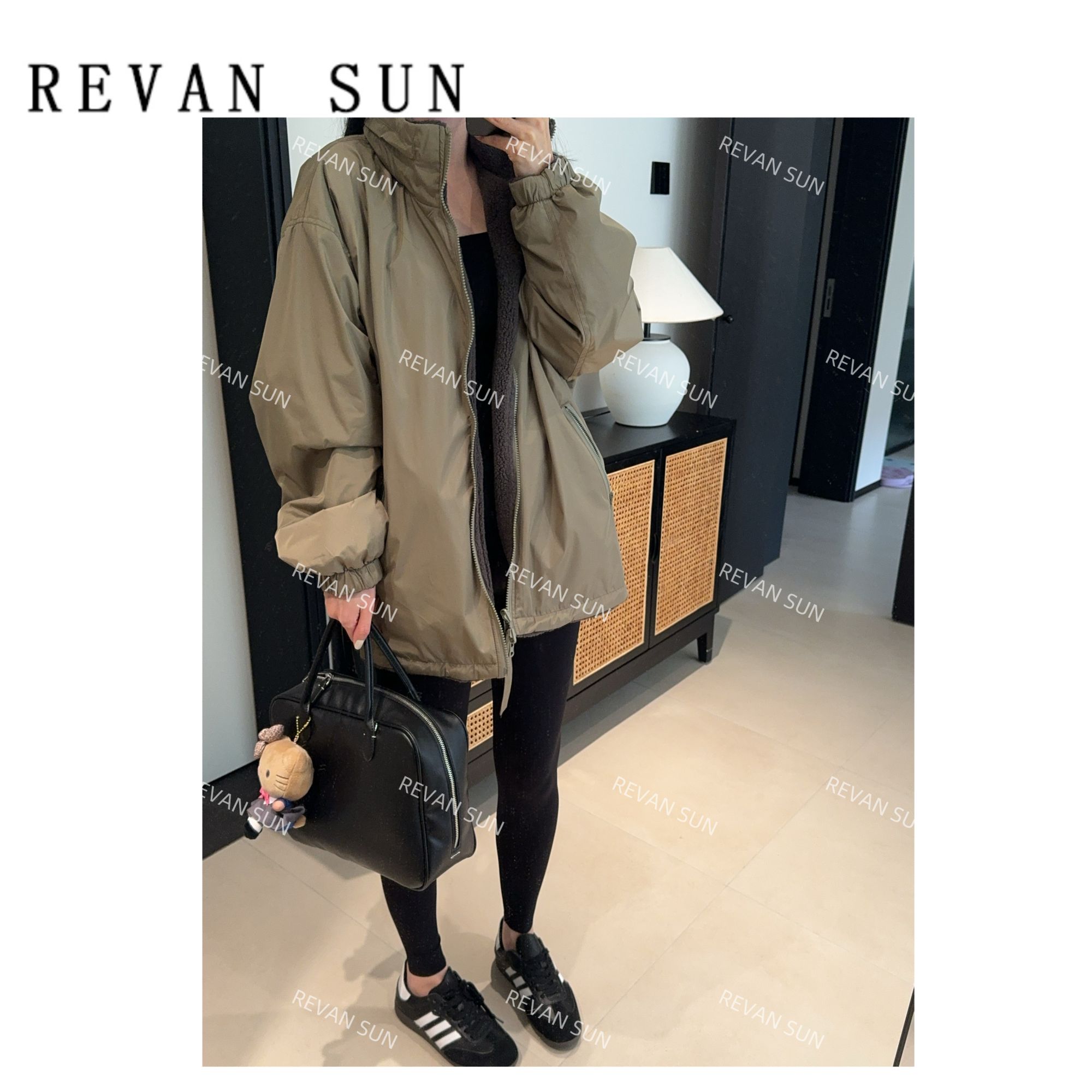 REVANSUN-大骨架穿搭 屿霖 双面穿摇粒绒棉服88609