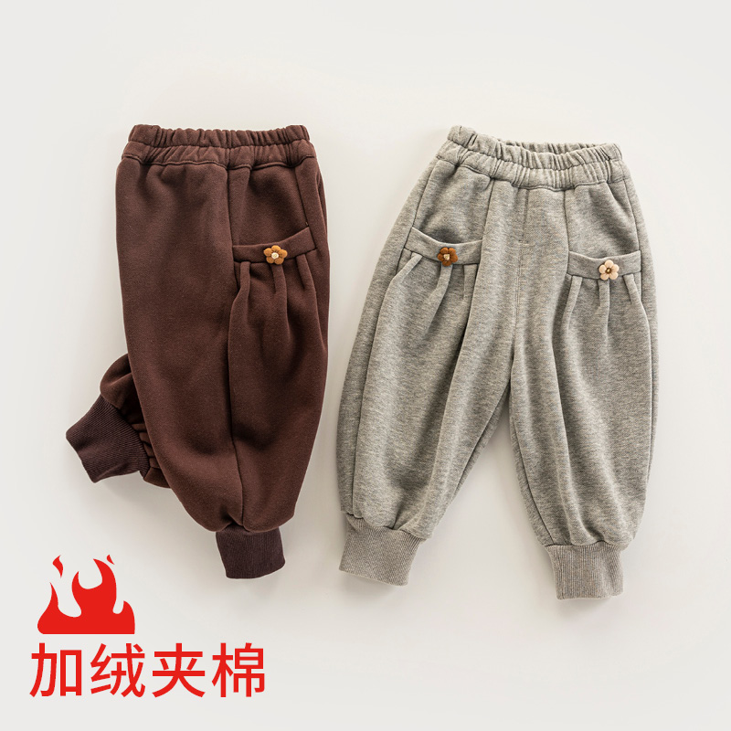 女宝宝加绒裤子冬季小童运动裤休闲裤保暖加厚大pp婴儿冬棉裤5185