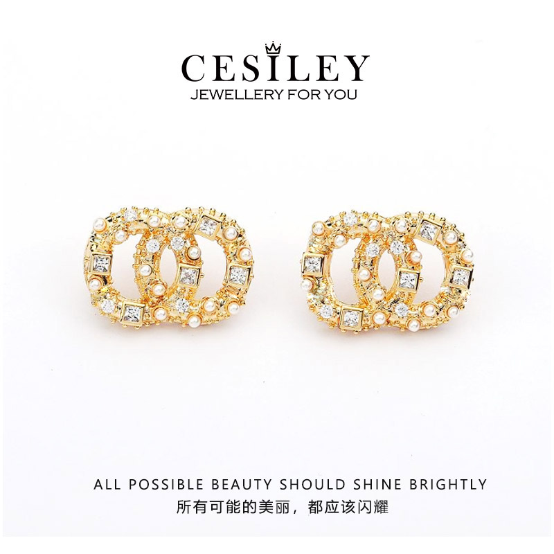 镀K金  百变小香风经典耳钉DTA1003