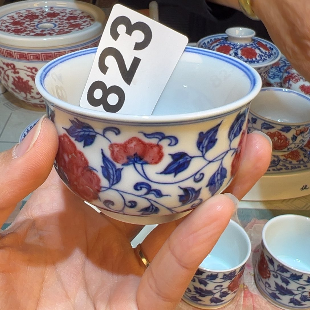 杯青花釉里红釉下