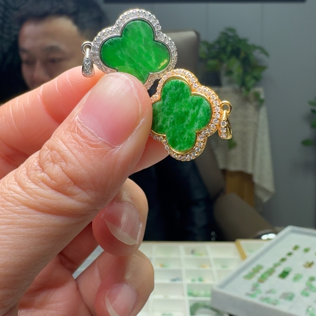 翡翠银S925镶嵌吊坠(不含链)多样性发货其一