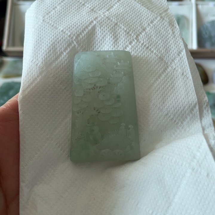 定制翡翠未镶嵌山水 毛货 无鉴赏期