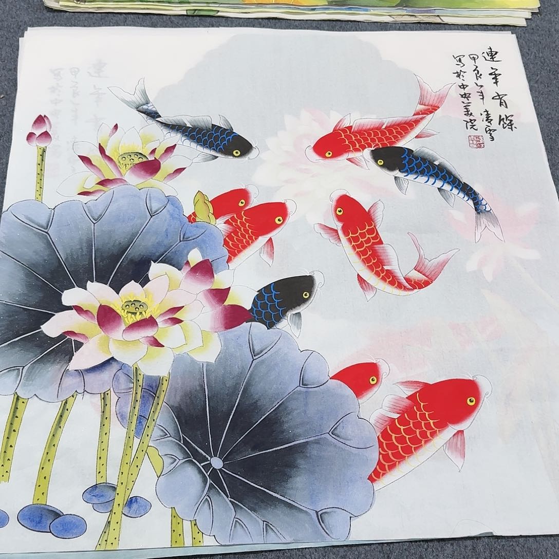 国画尺寸70X70手绘作品