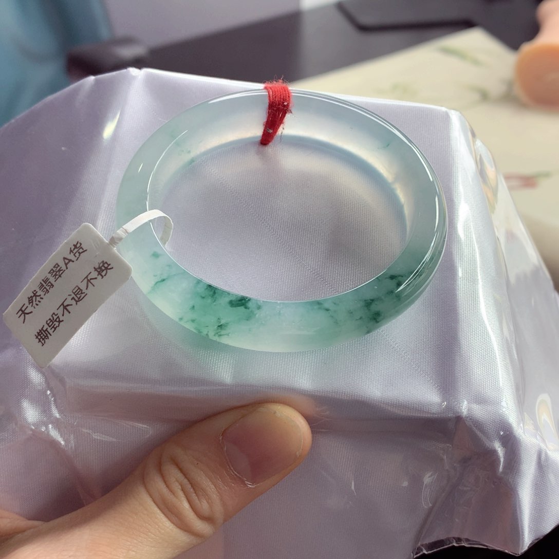 翡翠手镯（贵妃镯）未镶嵌 52.3 蓝钢 钢光超强 优秀毕业