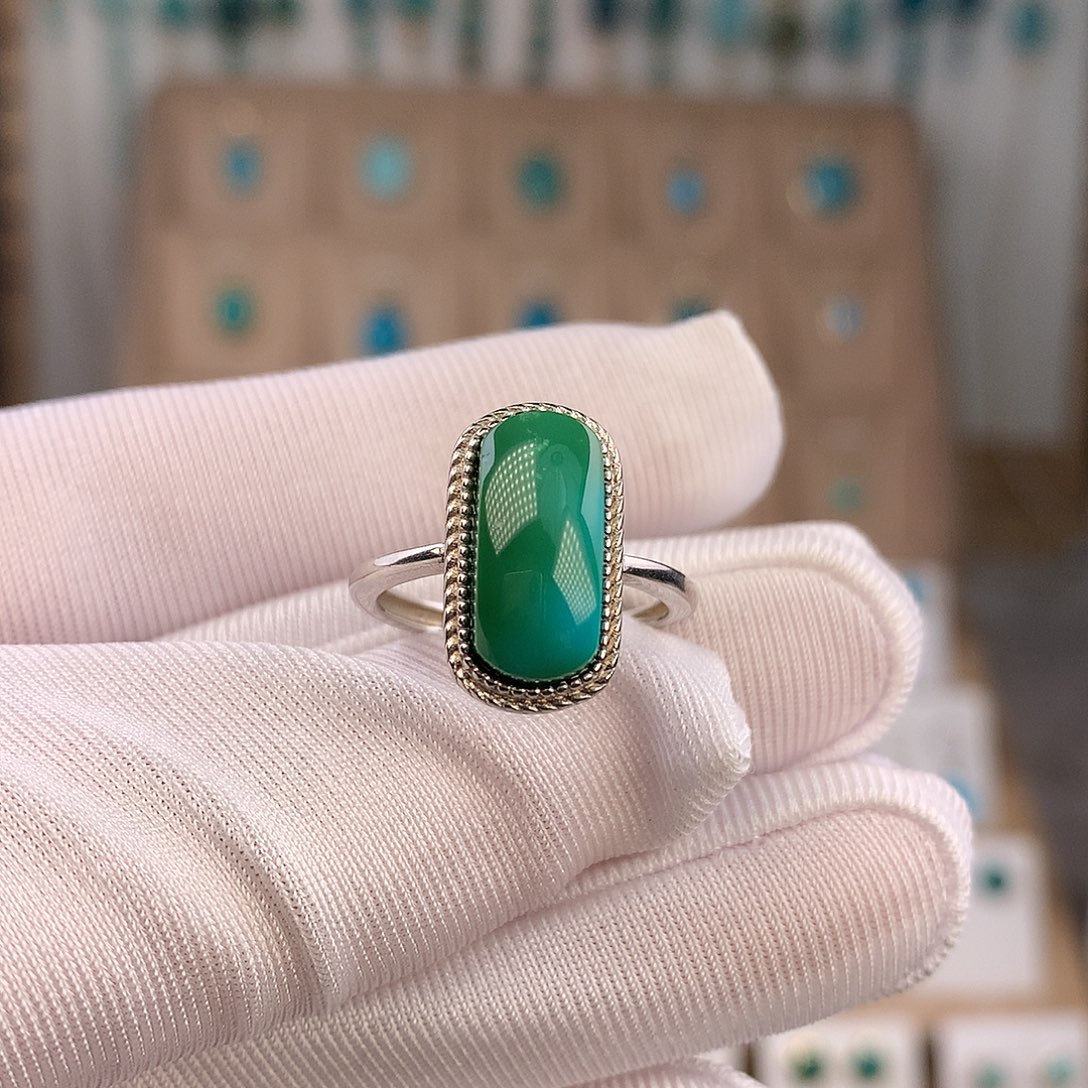 绿松石银S925镶嵌戒指