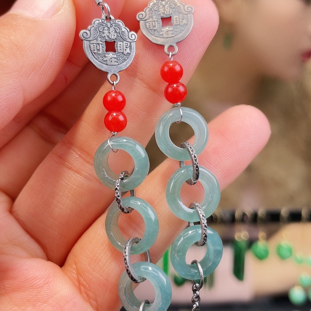 翡翠未镶嵌耳饰饰品