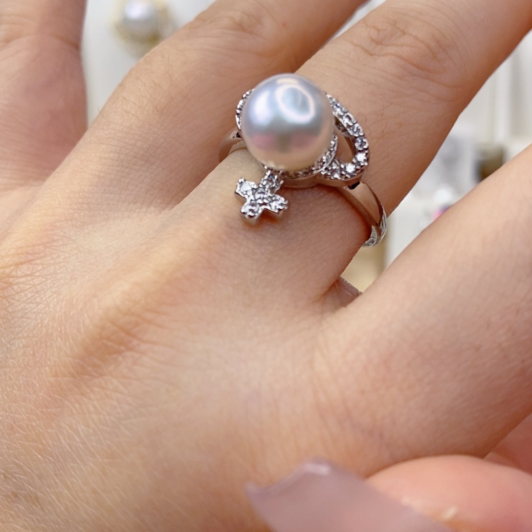 淡水珍珠戒指合金