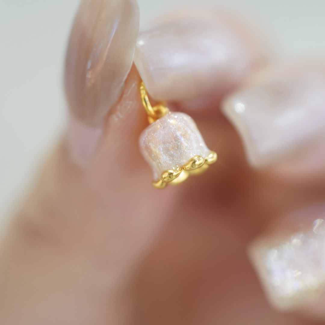 【卡奢珠宝】足金999铃兰花配件烧蓝 自由DIY 水贝黄金