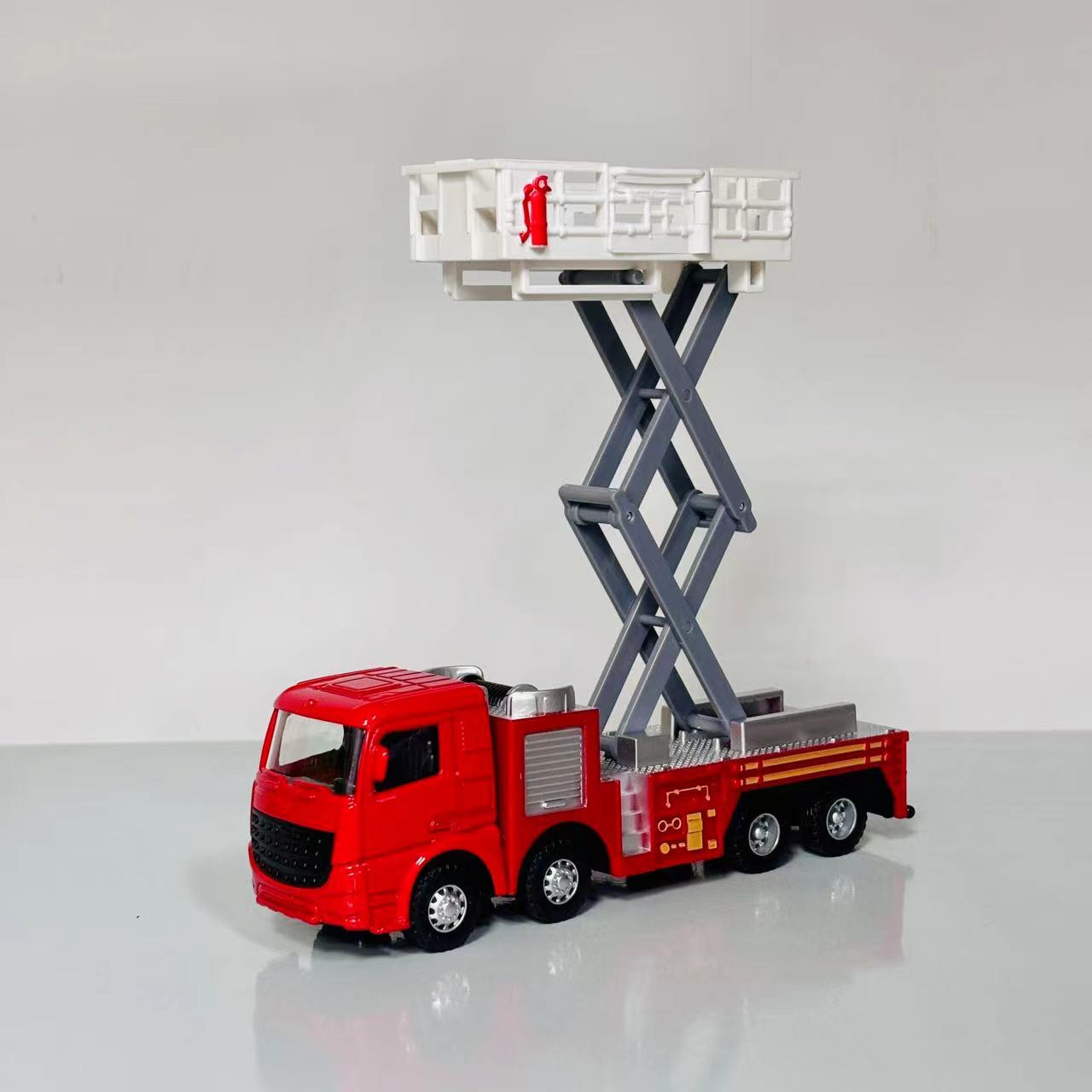 合金消防救援云梯升降车 带回力玩具