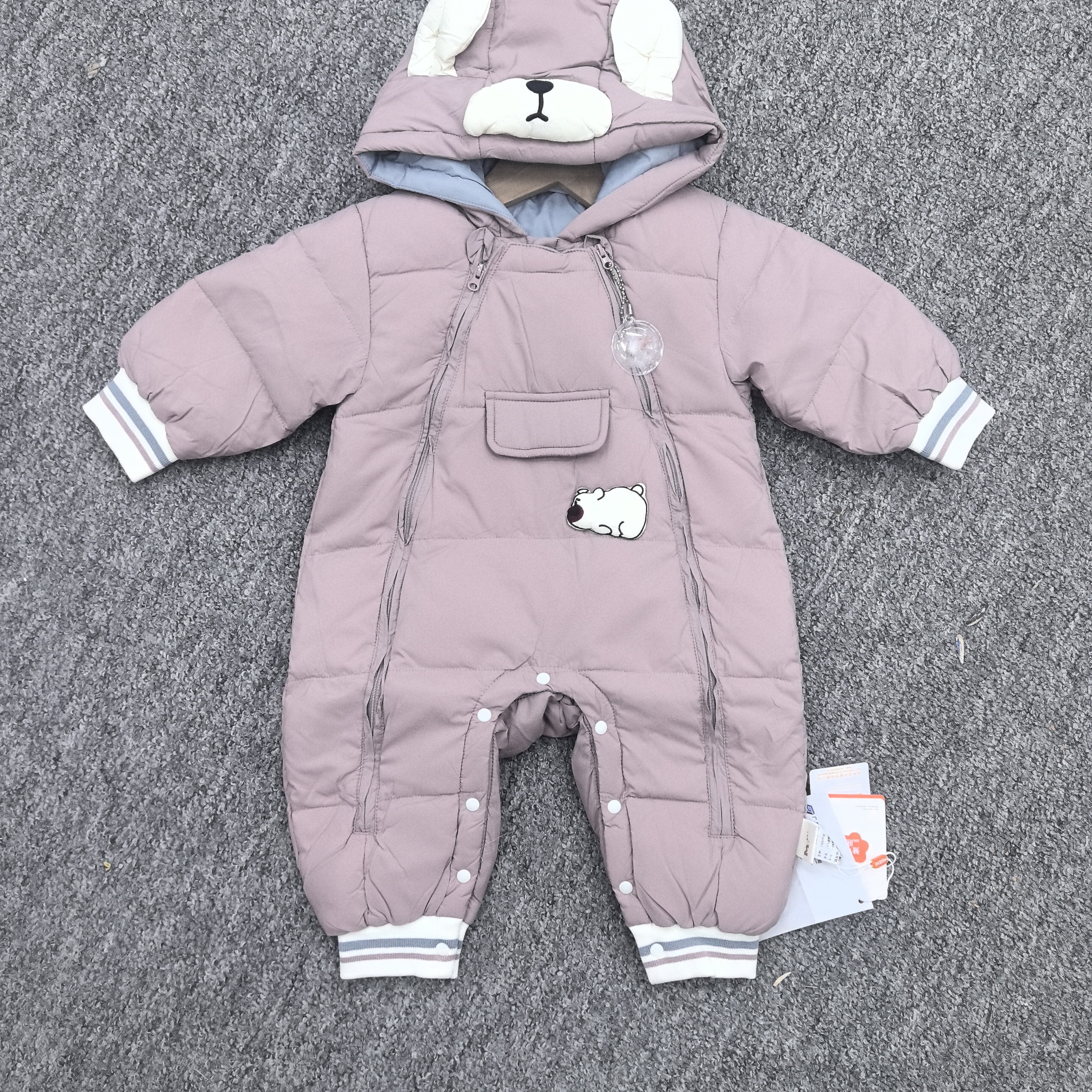 新生儿秋冬装连体衣加厚男宝宝加绒外套爬服外出服56366