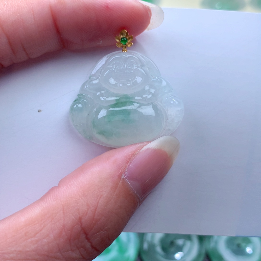 翡翠吊坠(不含链)18K金镶嵌
