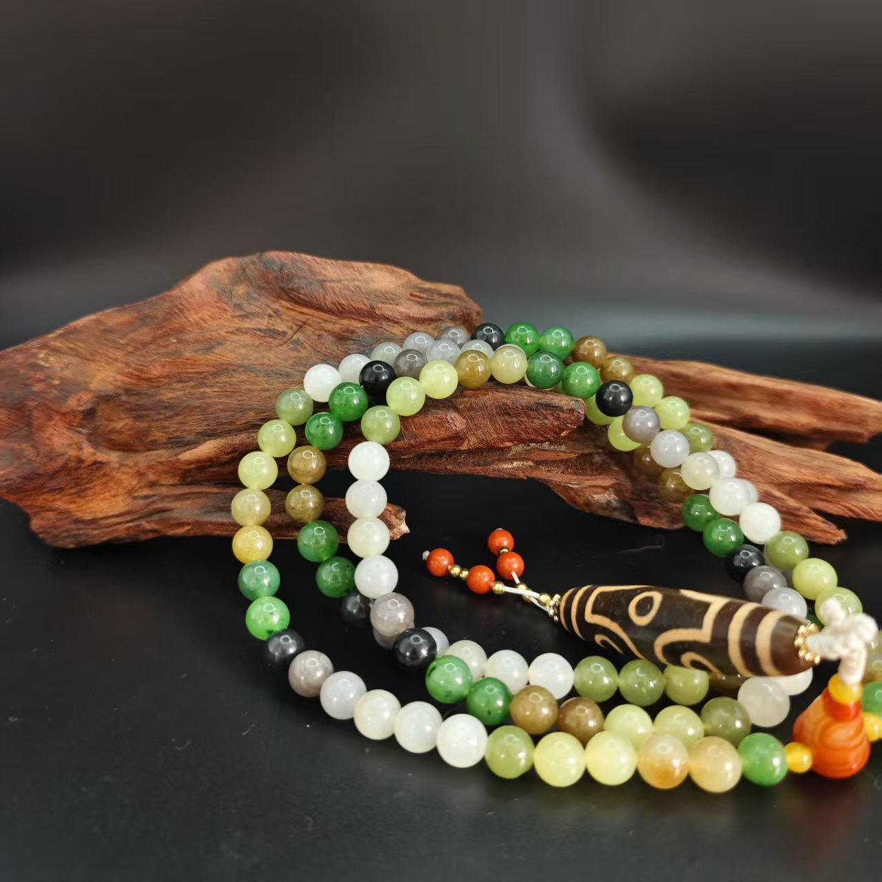 Z和田玉天珠项链·（2675）