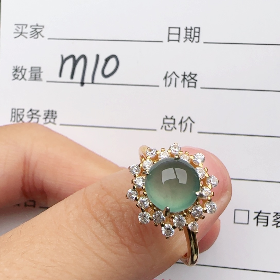 翡翠戒指银S925镶嵌戒指