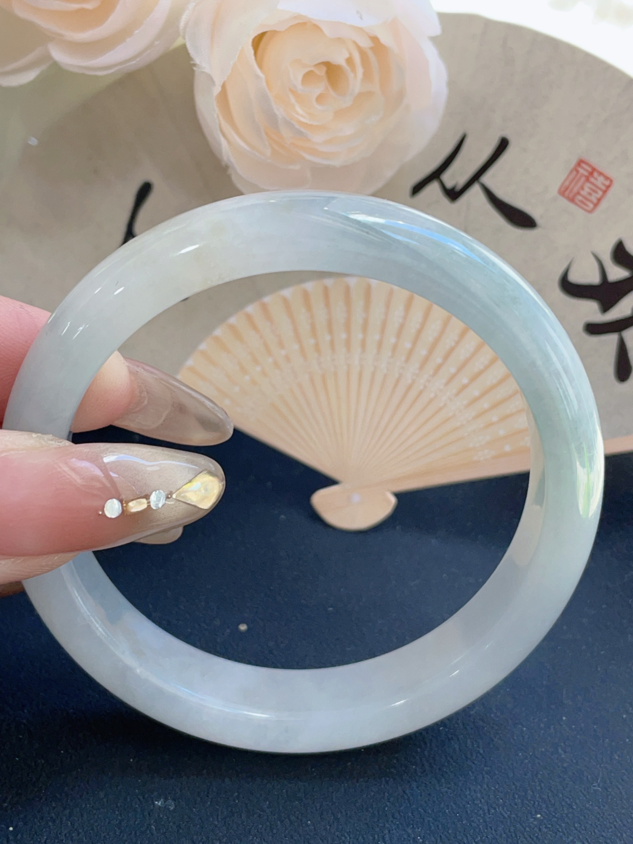 糯冰正圈手镯裸石