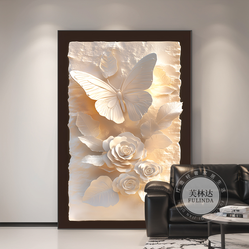 芙林达现代简约蝴蝶沙发背景墙装饰画走廊玄关画餐厅客厅挂画壁画