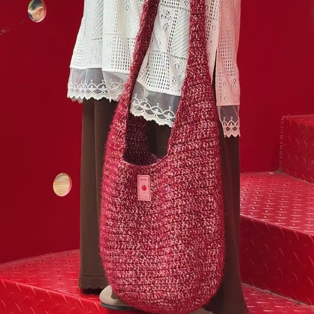 【手工钩织】秋冬慵懒风流浪包大容量单肩斜挎包松弛感diy材料包