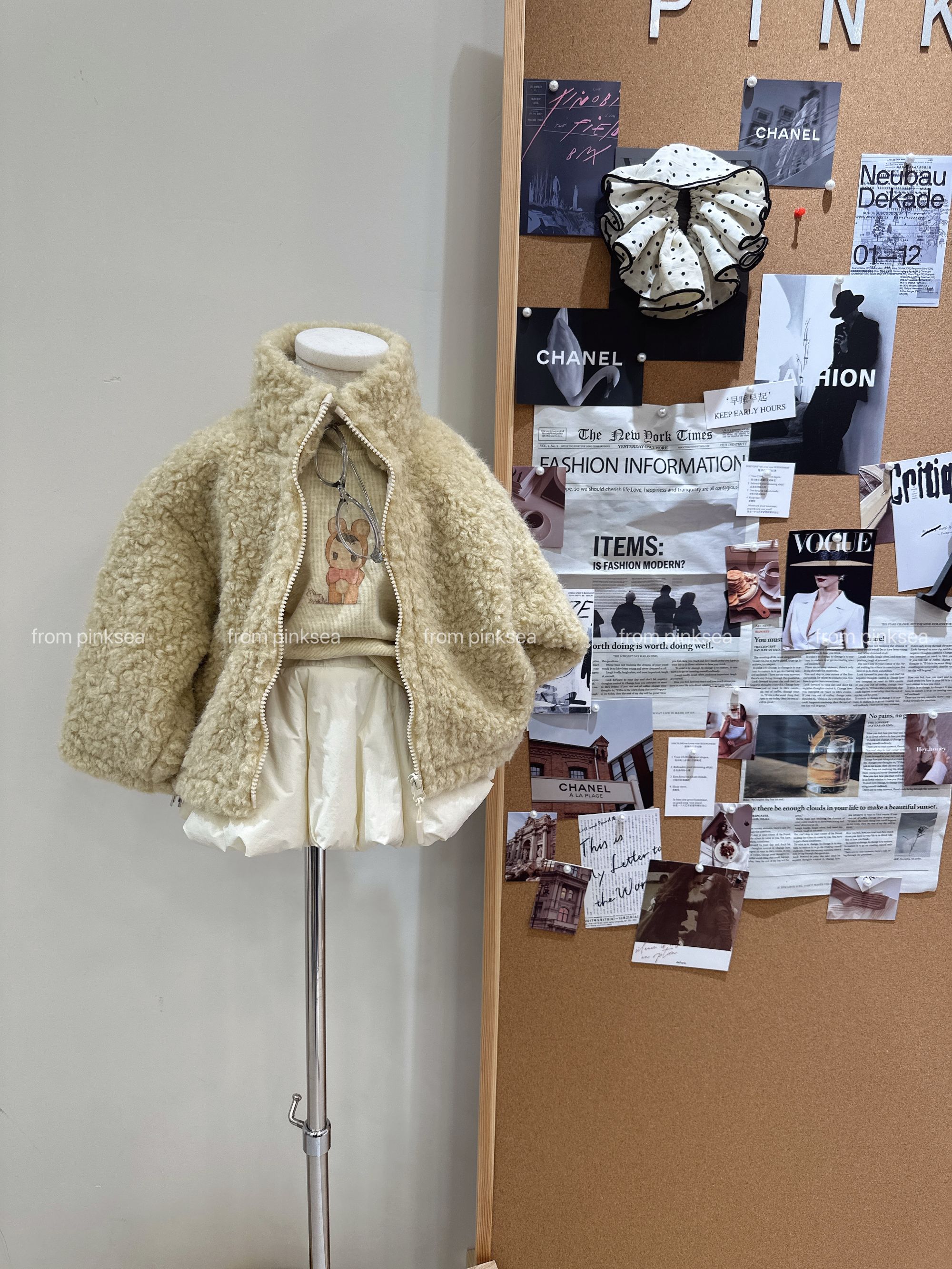 小粉象 ·女童2025冬季新款韩版洋气毛毛外套卡通T夹棉花苞裙套装