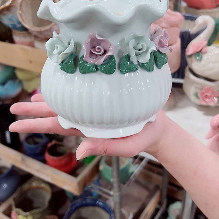 有孔，凑单福利满10元发货陶瓷多肉花盆！