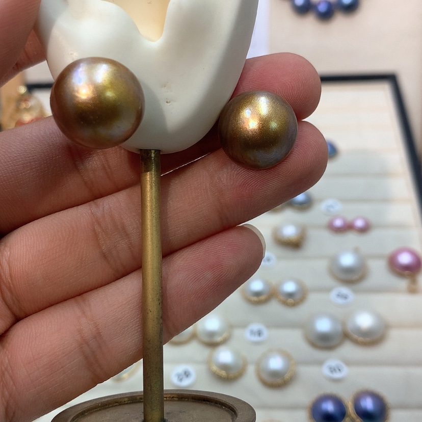 【闪购商品】耳饰拼合珍珠（马贝珠）银S925镶嵌