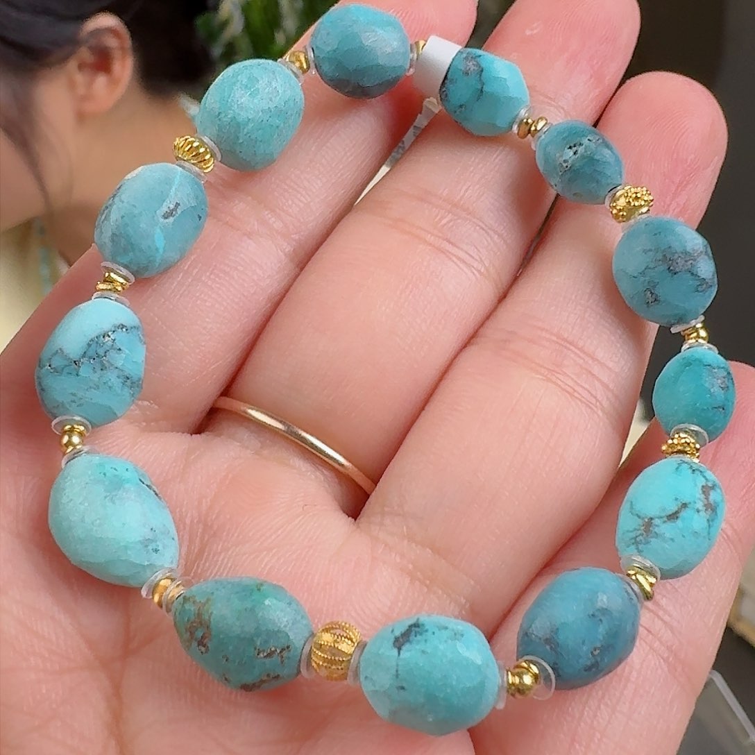 绿松石珠宝奇石18K金镶嵌