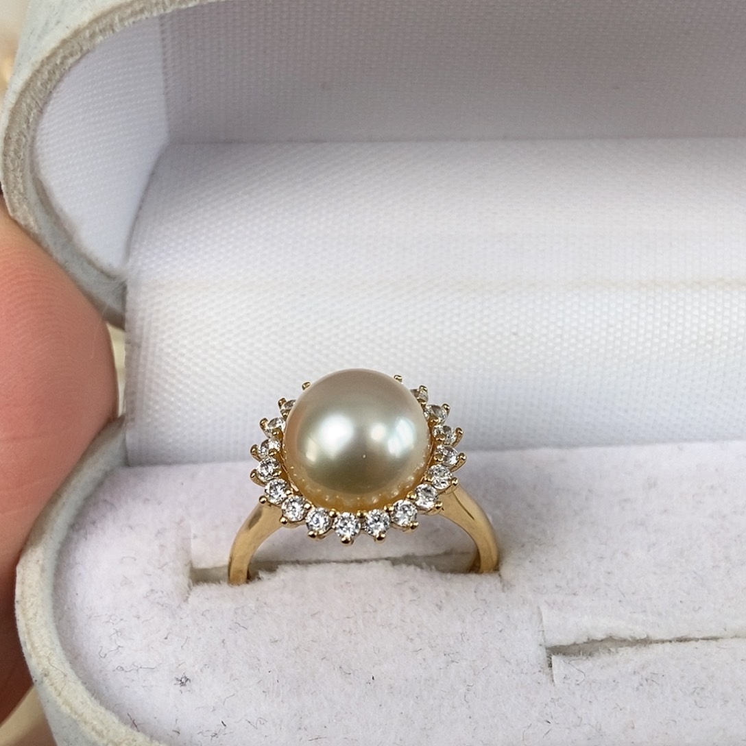 海水珍珠戒圈银S925镶嵌