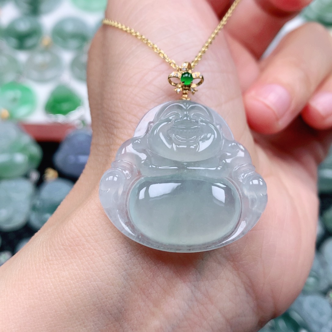 翡翠吊坠(不含链)18K金镶嵌