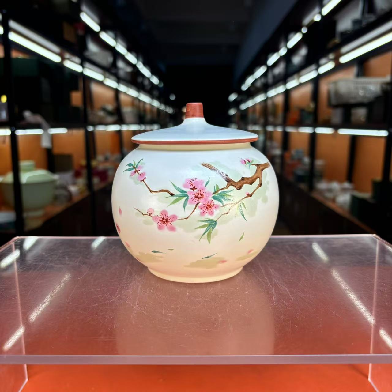 茶具 汝窑水点桃花茶叶罐密封罐储物罐-5168-2408