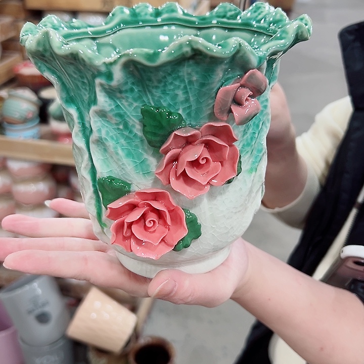 有孔.凑满10元发货多肉陶瓷花盆！