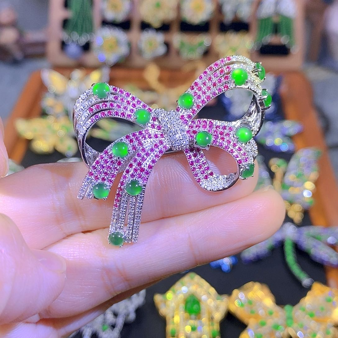 吊坠(不含链)银S925镶嵌翡翠