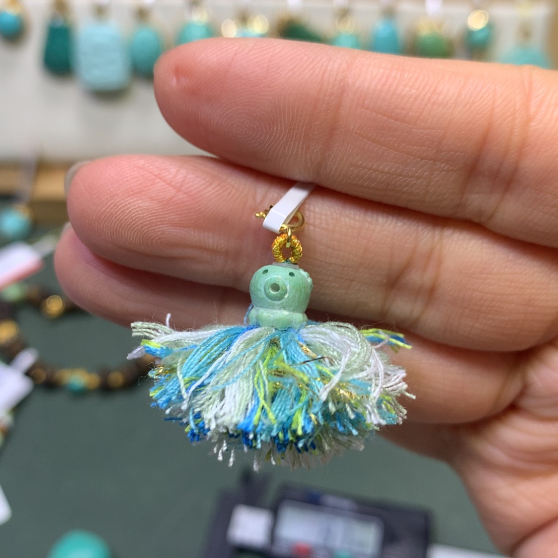 绿松石挂件18K金镶嵌