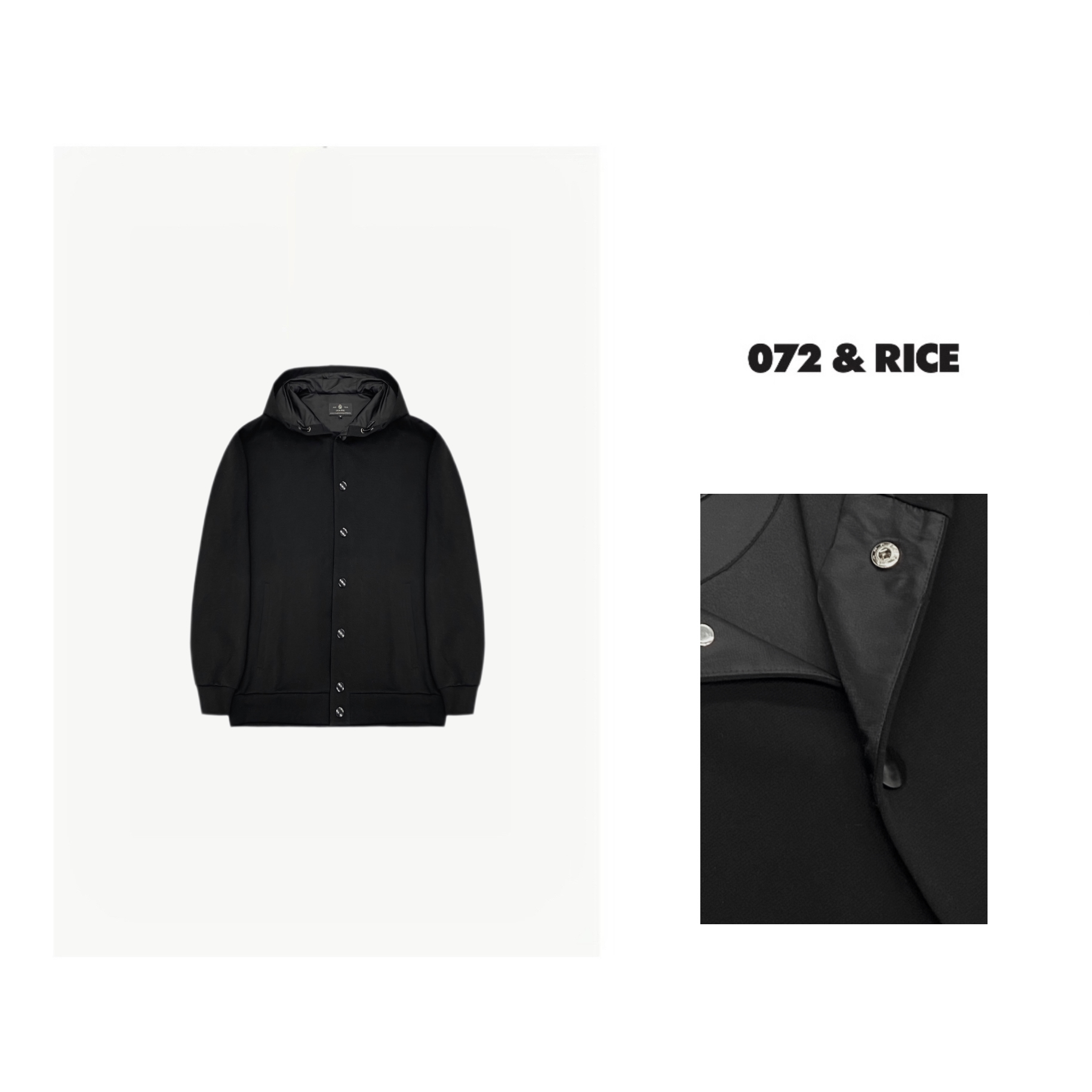 072 & RICE【黑胶】秋季休闲连帽单排扣长袖外套 XB051RZ FF11