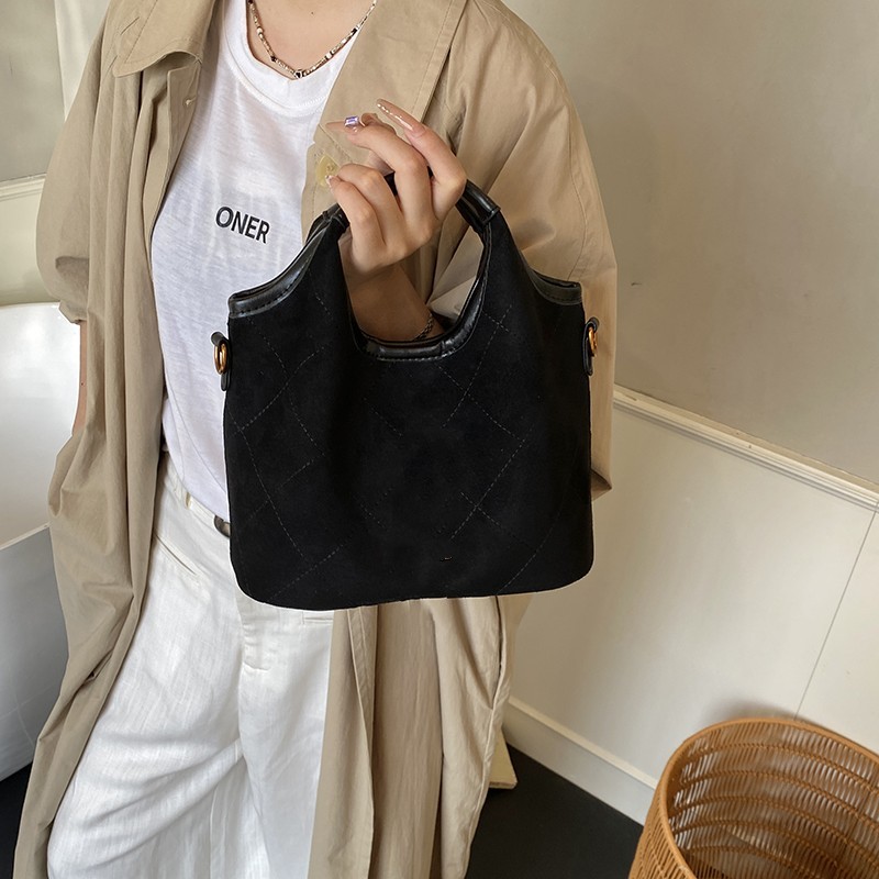 包包女款2025磨砂单根纯色托特包耐磨斜挎包时尚韩版布包女士ins