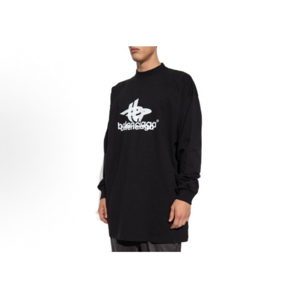 Balenciaga 巴黎世家/22235/字母印花长袖T恤 黑色 1码 全新带吊