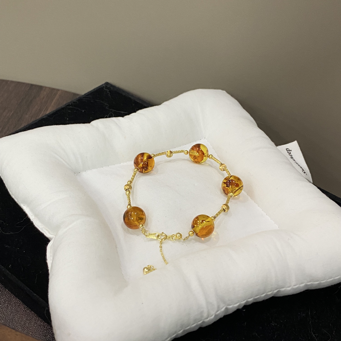 【秋辞】花珀设计款秋冬必备精致显白手链L1334