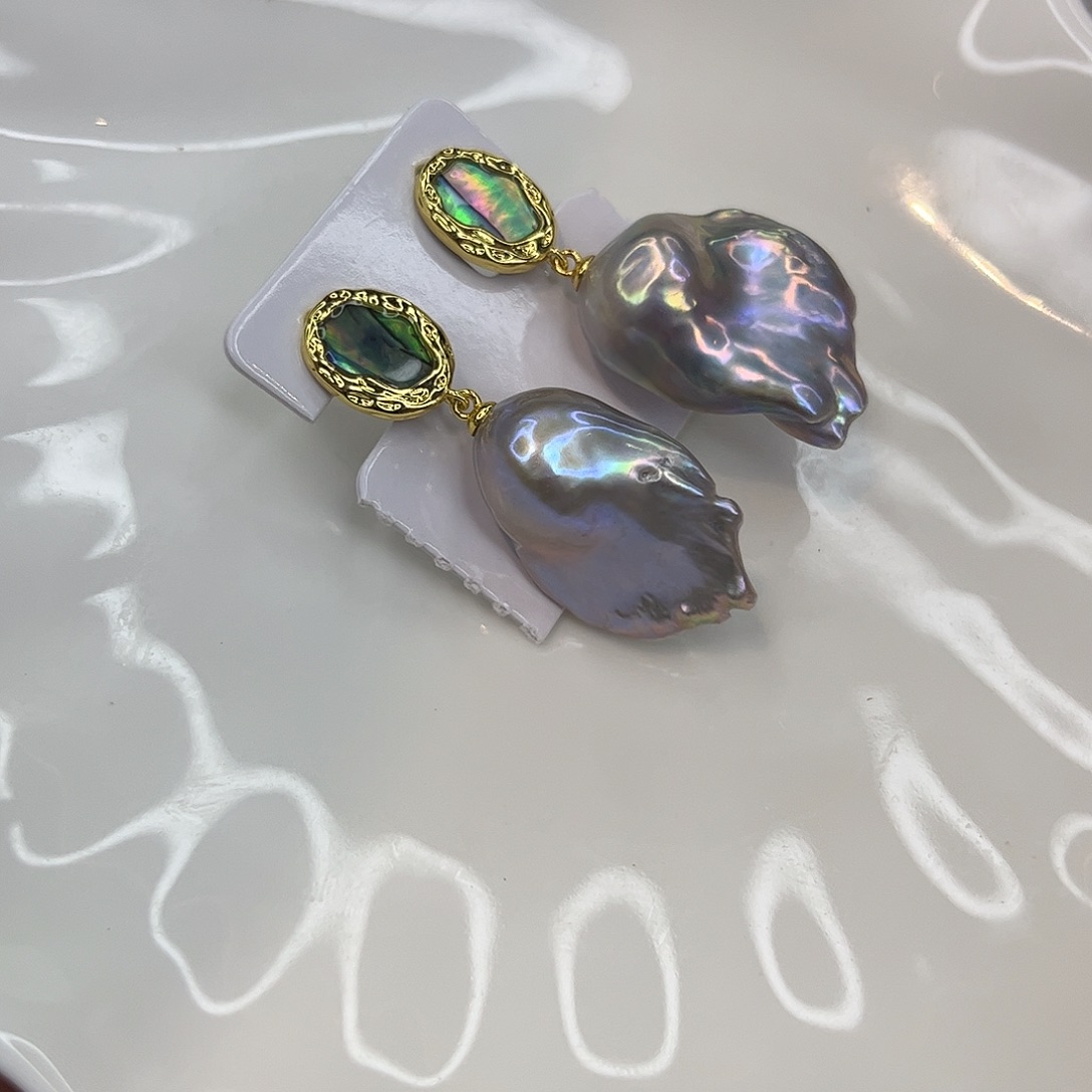 淡水珍珠耳饰合金