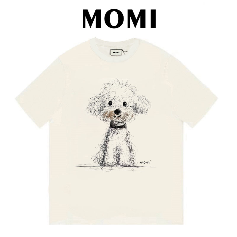 【手绘约克夏】MOMI新款纯棉短袖女宽松圆领可爱风休闲百搭T恤