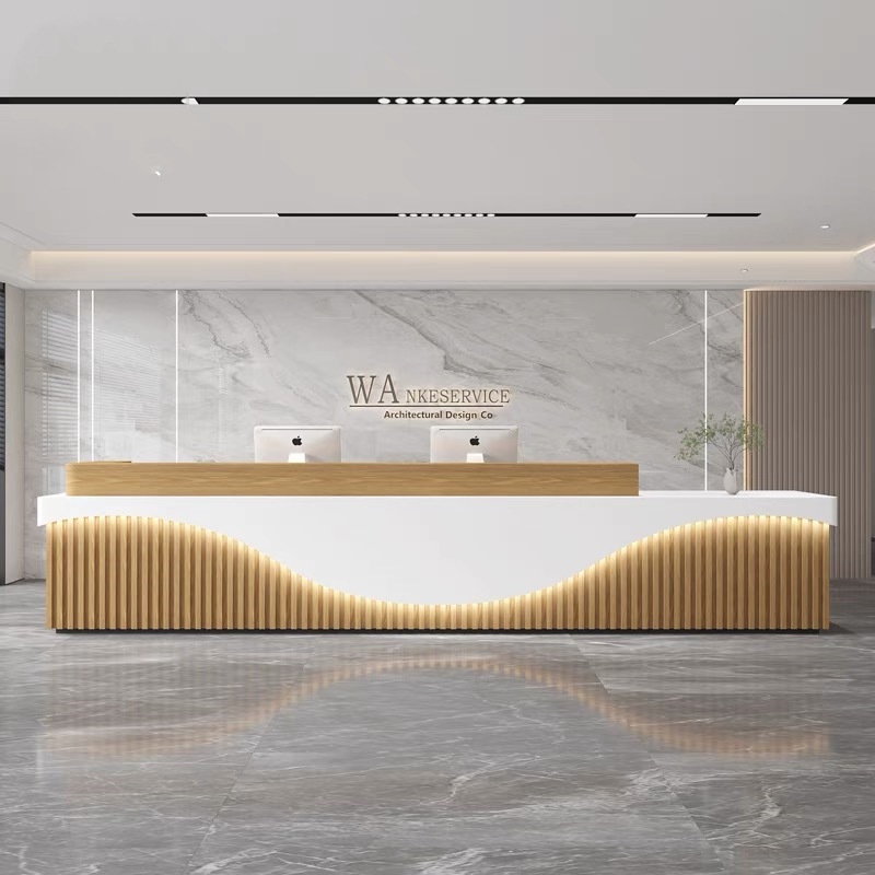 新中式烤漆前台接待台公司办公咨询服务台酒店民宿医美简约收银台