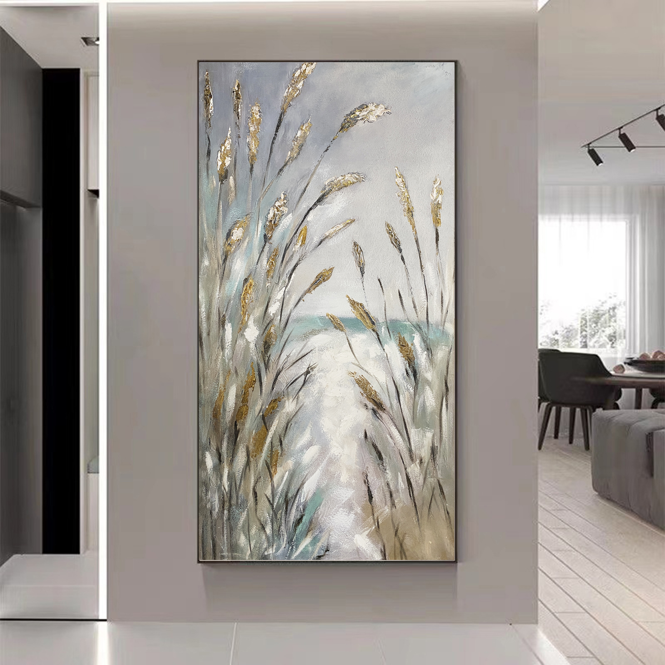 XG 738 《麦浪》 手工油画入户过道玄关装饰画轻奢背景画