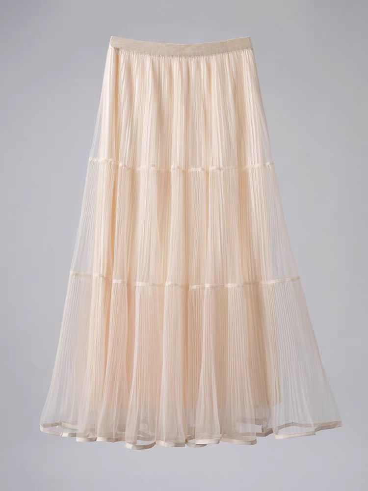 （61-120）A字春夏网纱裙女半身裙秋冬新款高腰时尚百搭裙显瘦半裙