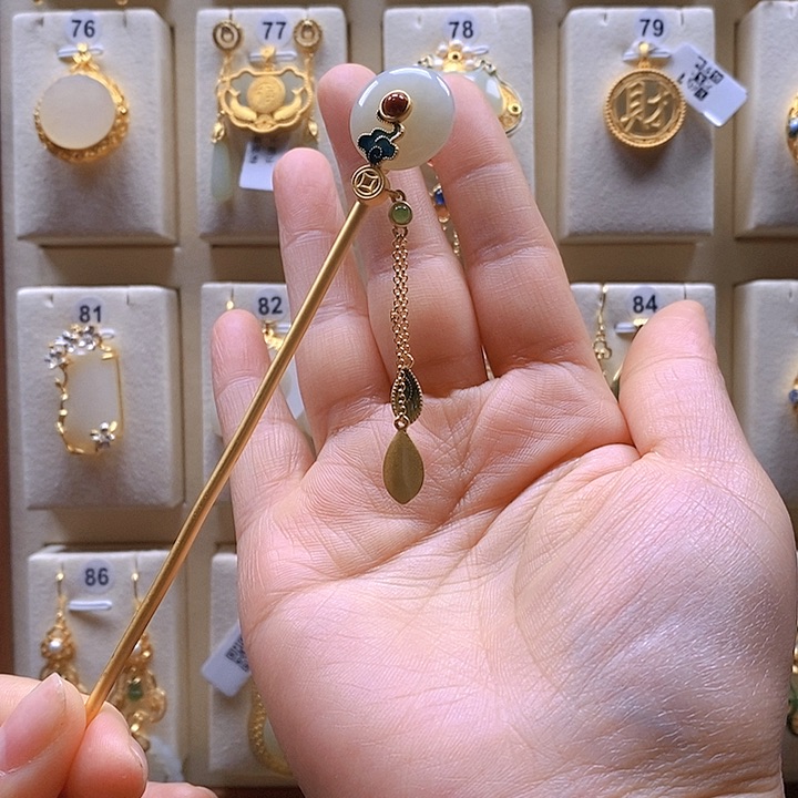 和田玉颈饰银S925镶嵌