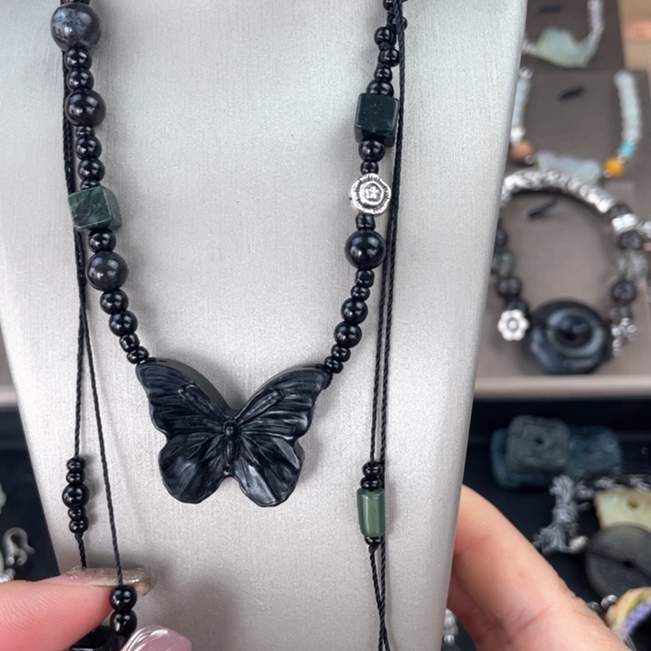 蛇纹石玉合金颈饰