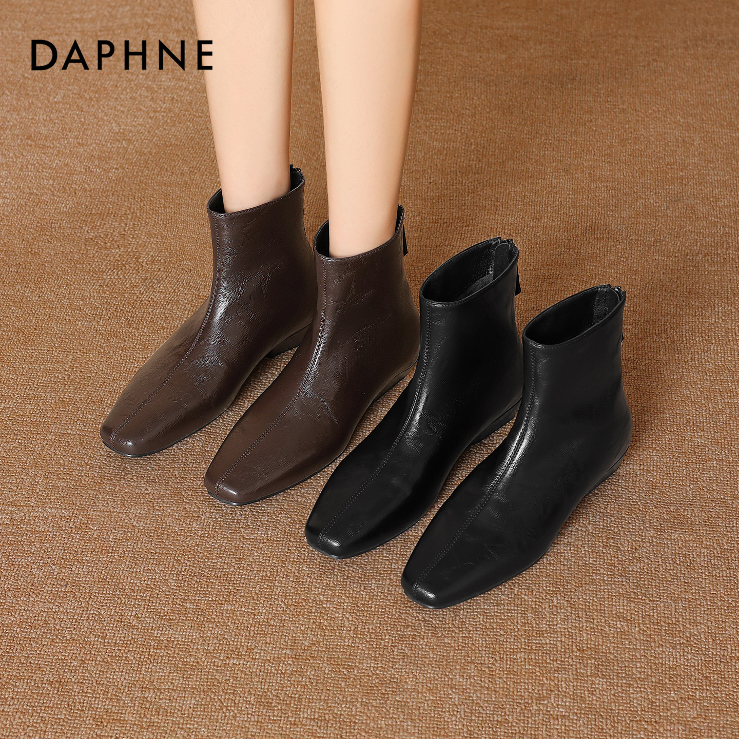 达芙妮秋季新款2025时装靴显瘦厚底短筒靴职场办公专用舒适新款
